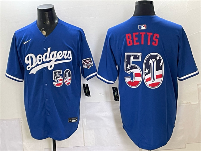 Men's Los Angeles Dodgers #50 Mookie Betts Royal 250 Fourth of July Stitched Baseball Jersey Men's Los Angeles Dodgers #50 Mookie Betts Royal 250 Fourth of July Stitched Baseball Jersey